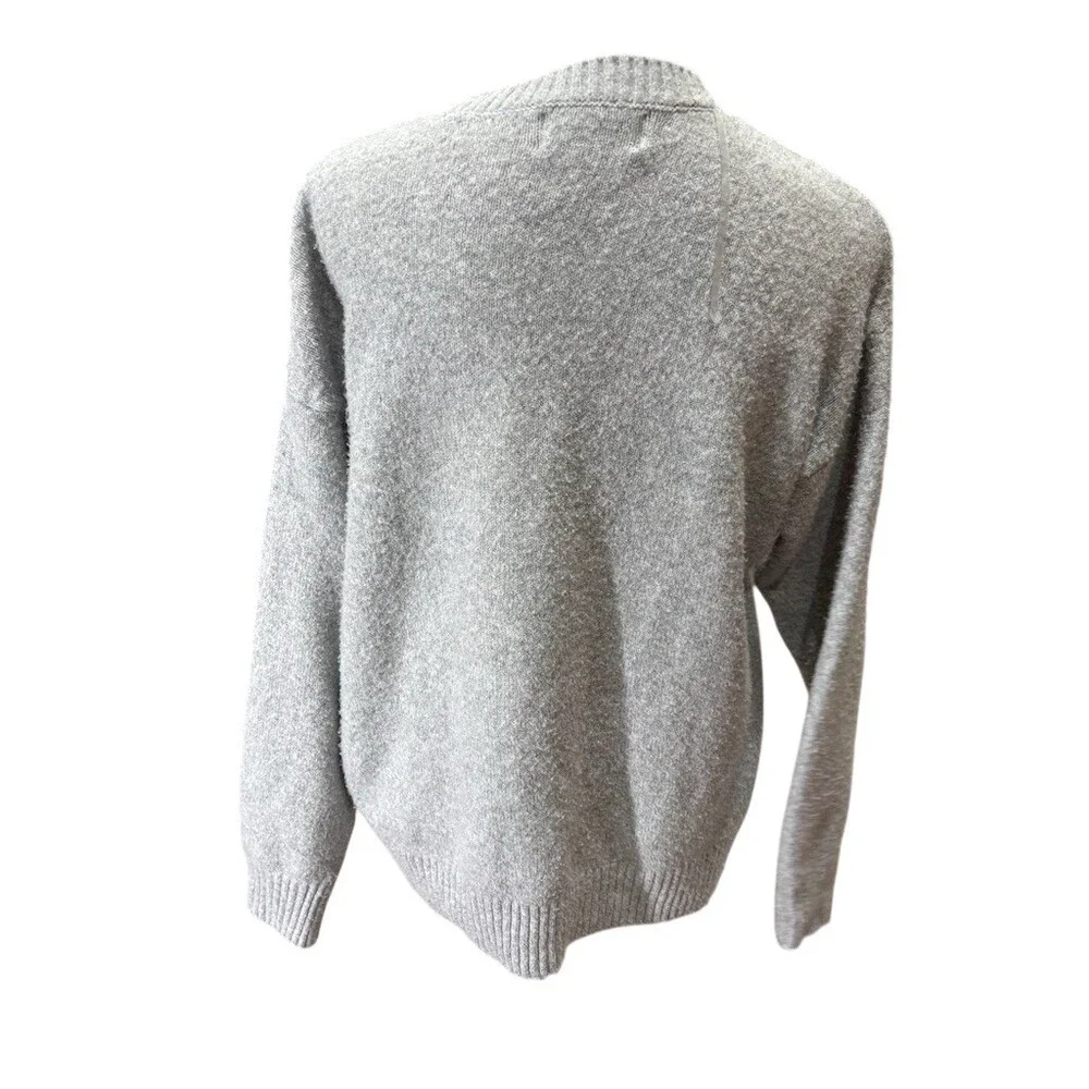 No Boundaries Sweater Womens Size M Gray Puppy Dog Intarsia Knit Pullover - Picture 4 of 8